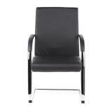 Chaises cantilever BAROLO V noires avec accoudoirs et piètement luge chromé de hjh OFFICE – vue à 360° (vue de face 0°)