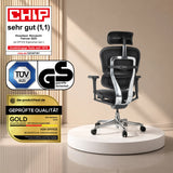 Siège de direction de luxe ERGOHUMAN ULTRA L GEN2 en noir avec dossier en maille et roulettes de hjh OFFICE