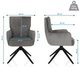 Dessin coté de la Chaise rembourrée TARUGO avec une hauteur de 94 cm et une largeur de 58 cm de hjh LIVING