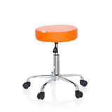 Tabouret pivotant orange OPERATOR II avec vérin à gaz et base à cinq roulettes de hjh OFFICE – vue à 360° (vue de profil 80°)