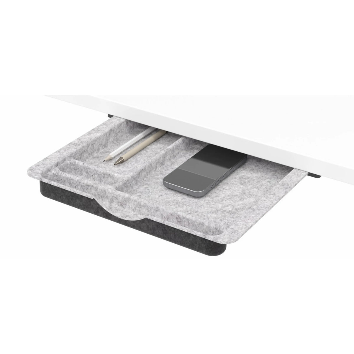 Organisateur de base en feutre gris chiné pour les Accessoires UCF1 avec un compartiment pour stylos et smartphone de hjh OFFICE PRO