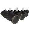 Cinq roulettes 5x ROLO 10mm/50mm noires pour sols durs avec goupilles argentées de hjh OFFICE