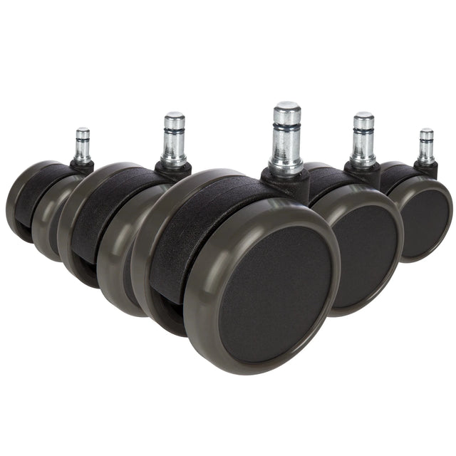 Cinq roulettes noires 5x ROLO 10mm/65mm pour sols durs avec goupilles métalliques de hjh OFFICE