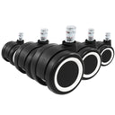 Cinq roulettes noires 5x ROLO COLOR 60 11mm/60mm avec anneau blanc pour sols durs de hjh OFFICE