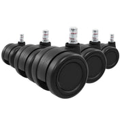 Cinq roulettes noires 5x ROLO COLOR 60 11mm/60mm pour sols durs avec goupilles métalliques de hjh OFFICE