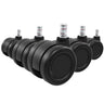 Cinq roulettes noires 5x ROLO COLOR 60 11mm/60mm pour sols durs avec goupilles métalliques de hjh OFFICE