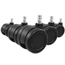 Cinq roulettes noires 5x ROLO COLOR 60 11mm/60mm pour sols durs avec goupilles métalliques de hjh OFFICE