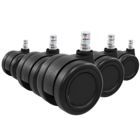 Cinq roulettes noires 5x ROLO COLOR 60 11mm/60mm pour sols durs avec goupilles métalliques de hjh OFFICE