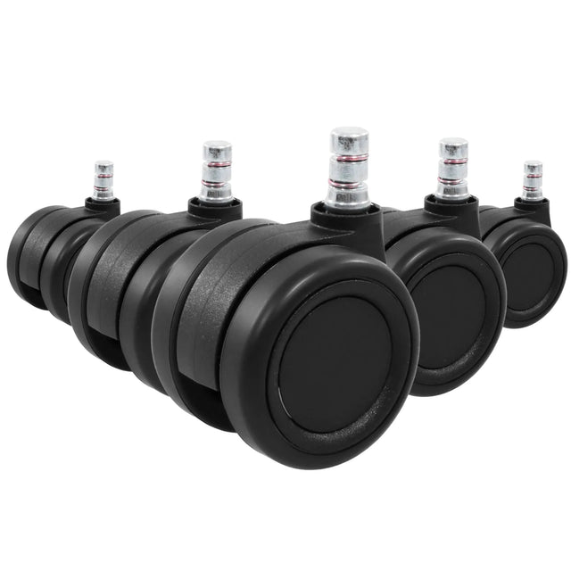Cinq roulettes noires 5x ROLO COLOR 60 11mm/60mm pour sols durs avec goupilles métalliques de hjh OFFICE