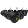 Cinq Roulettes noires 5x ROLO ESD 11mm/50mm pour sols durs avec goupilles métalliques de hjh OFFICE