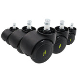 Cinq Roulettes noires 5x ROLO ESD 11mm/50mm pour sols durs avec goupilles métalliques de hjh OFFICE