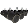 Cinq Roulettes noires 5x ROLO FREE 11mm/50mm pour sols durs avec goupilles métalliques de hjh OFFICE