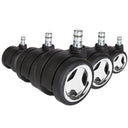 Cinq roulettes 5x ROLO GAME No-Noise 11mm/60mm en noir et chrome pour sols durs de hjh OFFICE