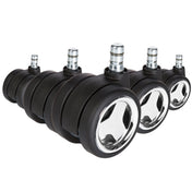 Cinq roulettes 5x ROLO GAME No-Noise 11mm/60mm en noir et chrome pour sols durs de hjh OFFICE