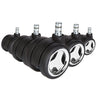 Cinq roulettes 5x ROLO GAME No-Noise 11mm/60mm en noir et chrome pour sols durs de hjh OFFICE