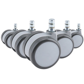 Cinq roulettes grises 5x ROLO MOVE 60 11mm/60mm pour sols durs avec goujons métalliques de hjh OFFICE