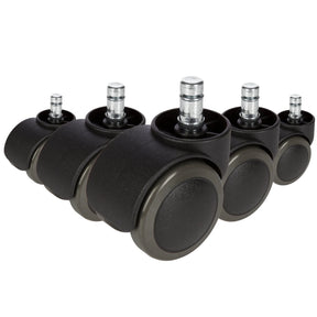 Cinq Roulettes noires 5x ROLO No-Noise 11mm/50mm pour sols durs avec goupilles métalliques de hjh OFFICE