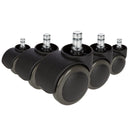 Cinq Roulettes noires 5x ROLO No-Noise 11mm/50mm pour sols durs avec goupilles métalliques de hjh OFFICE