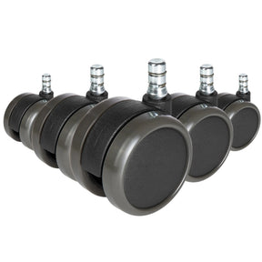 Cinq roulettes noires 5x ROLO No-Noise 11mm/65mm pour sols durs avec goupilles argentées de hjh OFFICE
