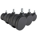 Cinq roulettes 5x ROLO No-Noise 11mm/75mm noires pour moquettes avec goupilles métalliques argentées de hjh OFFICE