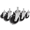 Cinq roulettes 5x ROLO SKATE CT 11mm/75mm en argent et transparent pour sols durs de hjh OFFICE