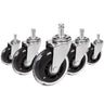 Cinq roulettes 5x ROLO SKATE CT 11mm/75mm en argent et transparent pour sols durs de hjh OFFICE