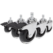 Roulettes 5x ROLO SKATE CT 11mm/75mm en argent et transparent avec frein pour sols durs de hjh OFFICE