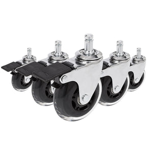 Roulettes 5x ROLO SKATE CT 11mm/75mm en argent et transparent avec frein pour sols durs de hjh OFFICE