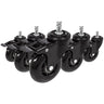 Cinq roulettes noires 5x ROLO SKATE S 11mm/75mm avec freins pour sols durs de hjh OFFICE