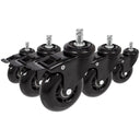 Cinq roulettes noires 5x ROLO SKATE S 11mm/75mm avec freins pour sols durs de hjh OFFICE