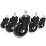 Cinq Roulettes 5x ROLO SKATE ST 11mm/75mm en noir et transparent pour sols durs de hjh OFFICE