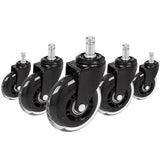 Cinq Roulettes 5x ROLO SKATE ST 11mm/75mm en noir et transparent pour sols durs de hjh OFFICE