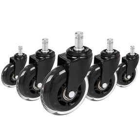 Cinq Roulettes 5x ROLO SKATE ST 11mm/75mm en noir et transparent pour sols durs de hjh OFFICE
