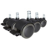 Cinq roulettes noires 5x ROLO STOP 11mm/50mm pour sols durs avec goupilles métalliques argentées de hjh OFFICE