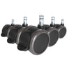 Cinq Roulettes noires 5x ROLO STOP 11mm/65mm pour sols durs avec axes métalliques de hjh OFFICE