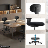 Chaise de travail WORK MF2 réglable en hauteur en noir avec pied en étoile et roulettes de hjh OFFICE (image générée par IA)
