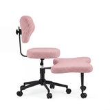 Chaise de méditation Asanasit rose avec housse douillette, dossier et repose-pieds sur roulettes de hjh LIVING