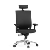 Siège de bureau de qualité professionnelle PORTO MAX HIGH noir en cuir avec appui-tête et base à cinq roulettes de hjh OFFICE – vue à 360° (vue de face 15°)