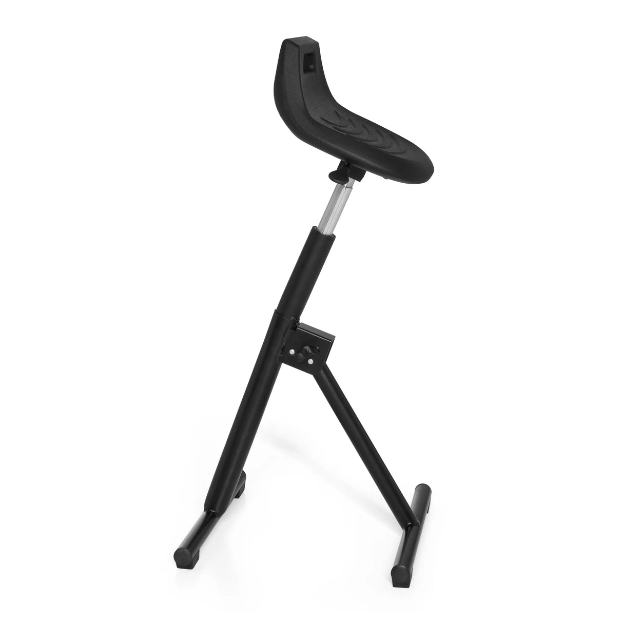 Siège assis-debout TOP WORK 31 noir avec coque d'assise et pied en T de hjh OFFICE – vue à 360° (vue de profil 80°)