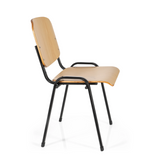 Chaise à quatre pieds XT 600 SW H avec assise et dossier en hêtre et structure noire de hjh OFFICE – vue à 360° (vue de profil 80°)