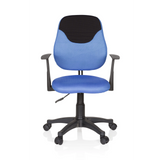Chaise pivotante pour des enfants KIDDY STYLE bleue avec dossier en maille, accoudoirs et base à cinq roulettes de hjh OFFICE – vue à 360° (vue de face 0°)