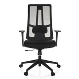 Siège de bureau de qualité professionnelle TRAMORE BASE noir avec dossier en maille et pied à cinq roulettes de hjh OFFICE – vue à 360° (vue de face 0°)