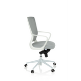 Siège de bureau à domicile ESTRIA gris avec dossier en maille et base à cinq roulettes de hjh OFFICE – vue à 360° (vue de profil 80°)