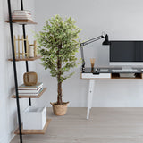 Plante artificielle FICUS en vert avec un panier tressé comme cache-pot de hjh OFFICE