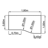 Dessin technique du bureau BELA 18 S de 1,80 x 1,00 m de hjh OFFICE PRO