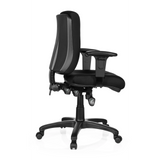 Siège de bureau de qualité professionnelle ZENIT BASE noir avec accoudoirs et pied à cinq roulettes de hjh OFFICE – vue à 360° (vue de profil 100°)