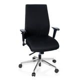 Siège de bureau de qualité professionnelle PRO-TEC 250 noir avec accoudoirs et pied à cinq roulettes de hjh OFFICE – vue à 360° (vue de face 20°)