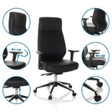 Siège de direction de qualité professionnelle VITORO ECO en noir avec accoudoirs réglables et vérin à gaz de hjh OFFICE