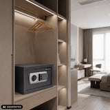 Coffre-fort Safe Compact Basic couleur anthracite avec serrure numérique à clavier dans une armoire de hjh OFFICE (image générée par IA)