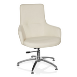 Fauteuil de salon SHAKE 300 blanc crème avec pied en étoile brillant et cinq roulettes de hjh OFFICE – vue à 360° (vue de face 20°)